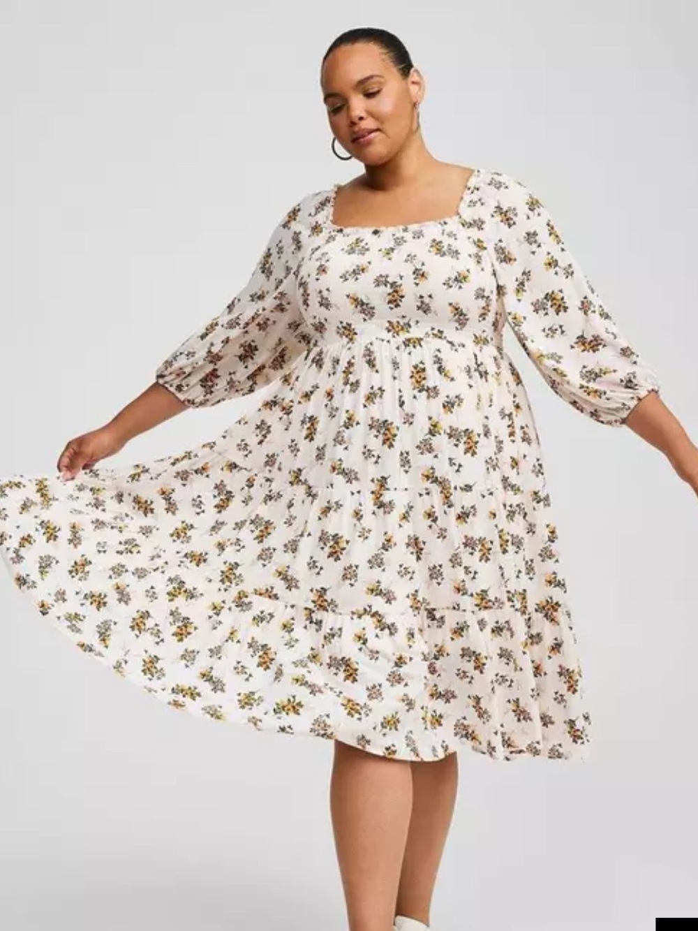 Torrid Floral Tiered Midi Dress Prairie Style